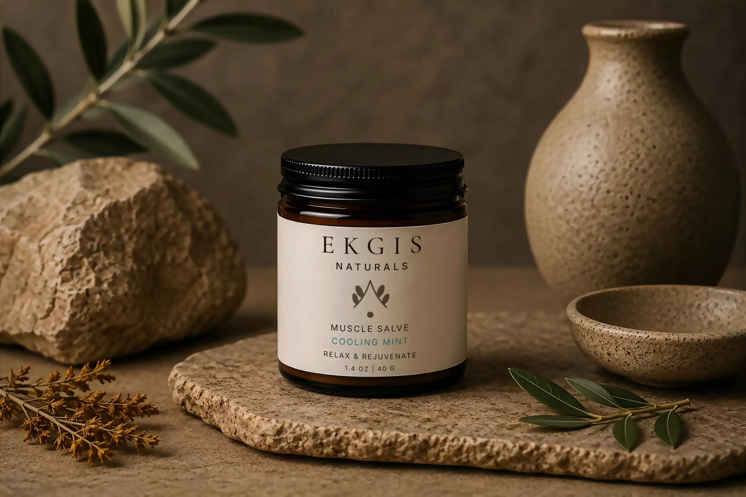 EKGIS Muscle Salve and apothecary-style balms